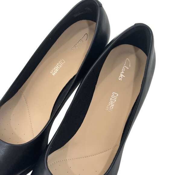 Clarks Womens Kaylin Cara Black Leather Comfortable Block Heel Pumps SZ 9M - Picture 7 of 12
